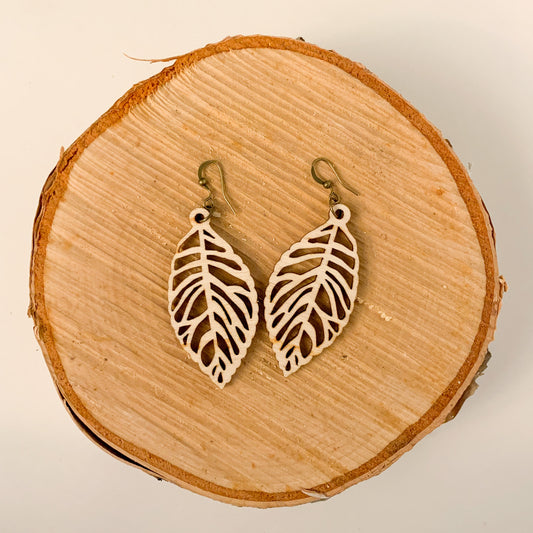 Birch Diffuser Earrings - Large Leaves, Natural