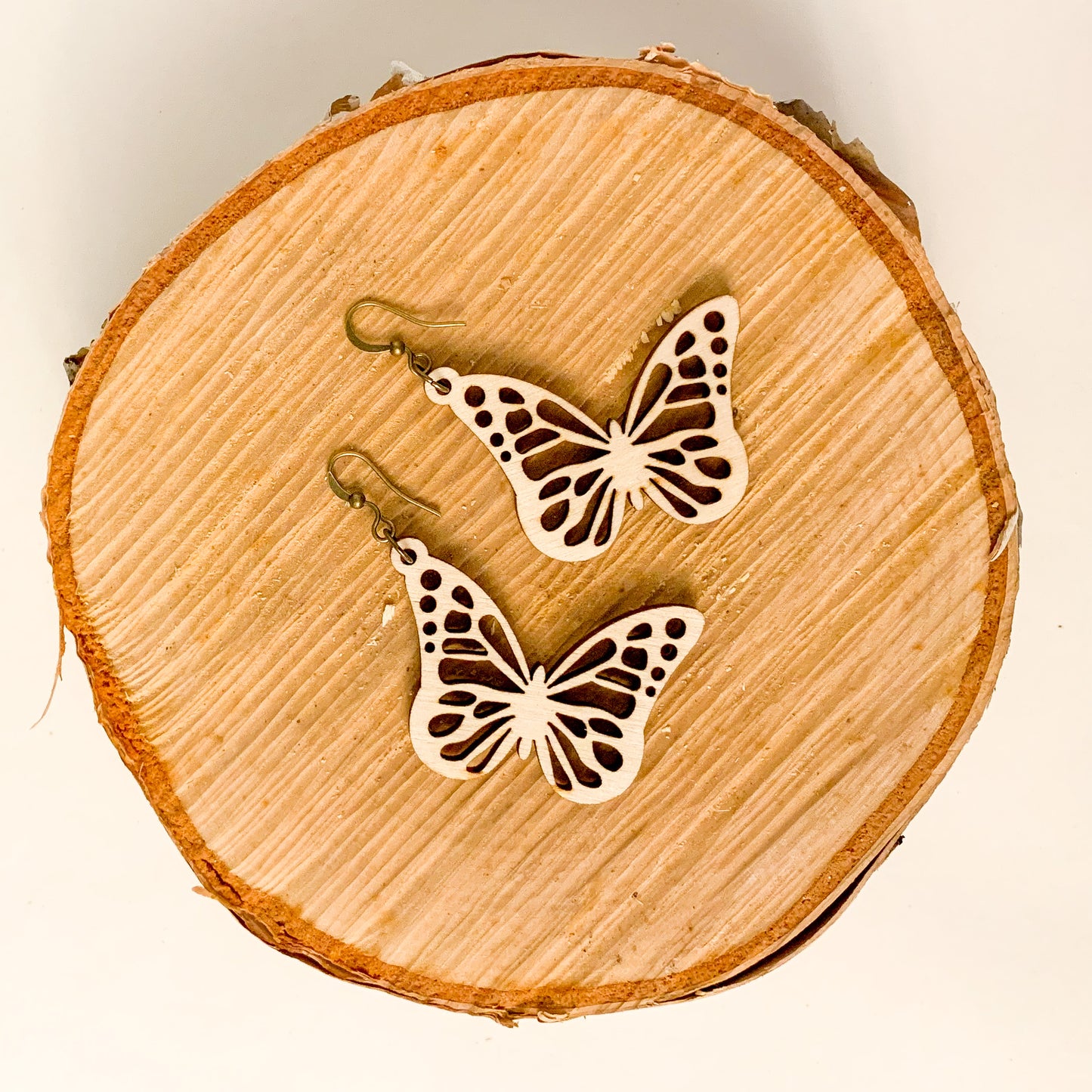 Birch Diffuser Earrings - Butterflies, Natural