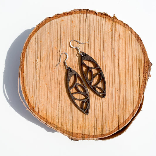 Birch Diffuser Earrings - Funky Ovals, Dark Walnut Stain