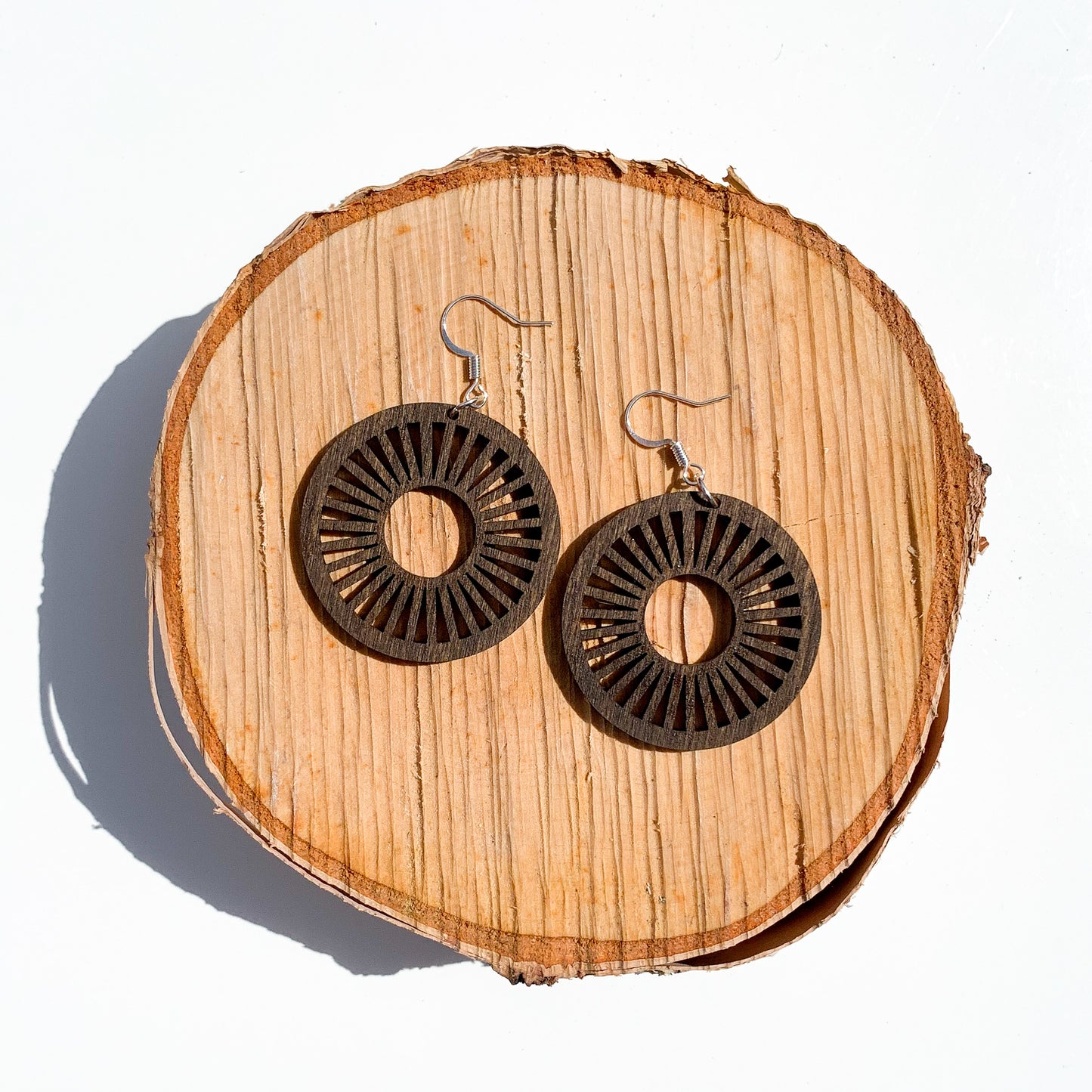 Birch Diffuser Earrings - Fancy Hoops, Dark Walnut Stain